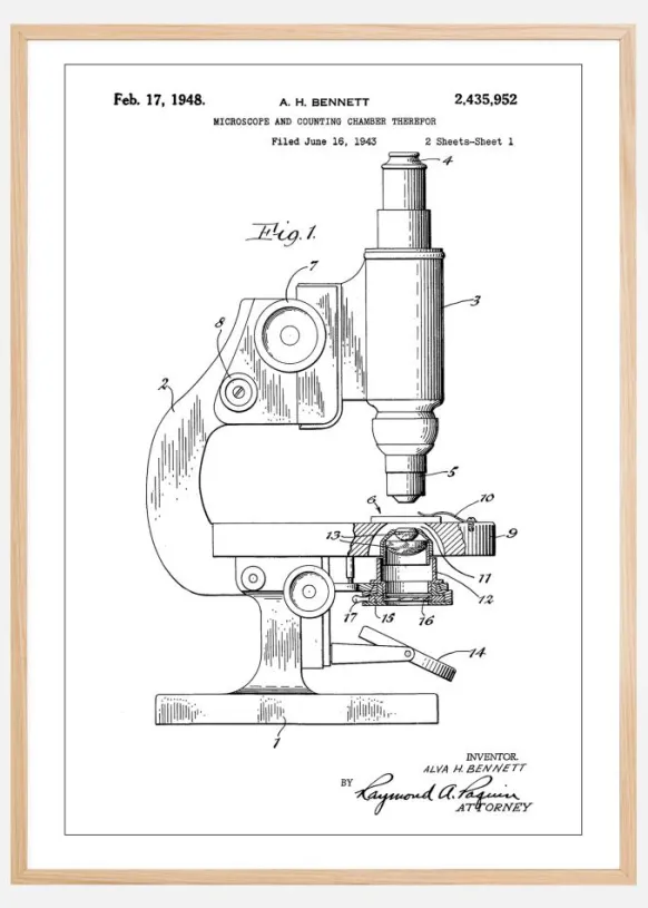Patent Print - Microscope - White Poster (21x29.7 cm (A4))
