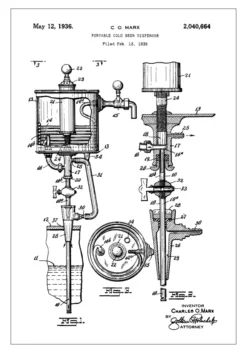 Patent Print - Portable Cold Beer Dispenser - White Poster (21x29.7 cm (A4))