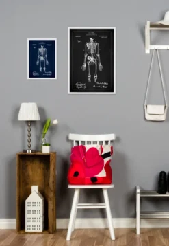 Patentritning - Anatomiskt skelett I - Blå Poster (21x29.7 cm (A4))