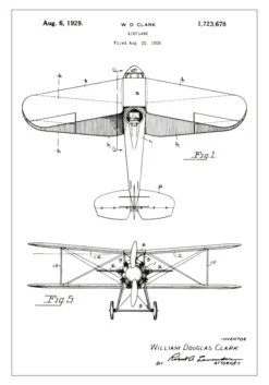 Patentritning - Flygplan - Vit Poster (21x29.7 cm (A4))