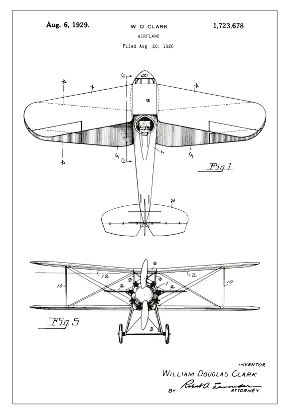 Patentritning - Flygplan - Vit Poster (21x29.7 cm (A4))