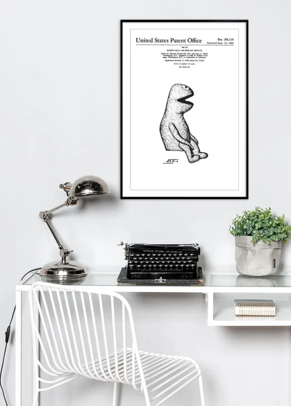 Patentritning - Mupparna - Kermit I Poster (21x29.7 cm (A4))