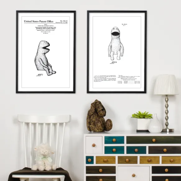 Patentritning - Mupparna - Kermit I Poster (21x29.7 cm (A4))
