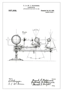 Patentritning - Planetarium - Vit Poster (21x29.7 cm (A4))
