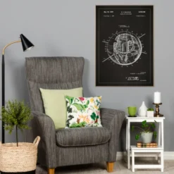 Patentritning - Satellit - Svart Poster (21x29.7 cm (A4))