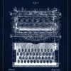 Patentritning - Skrivmaskin - Blå Poster (21x29.7 cm (A4))