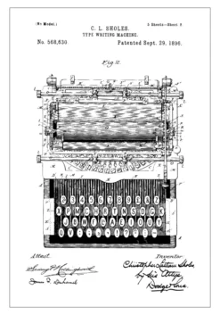 Patentritning - Skrivmaskin Poster (21x29.7 cm (A4))