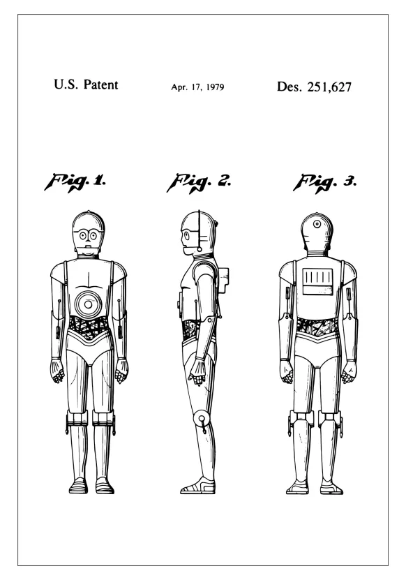 Patentritning - Star Wars - C-3PO Poster (21x29.7 cm (A4))