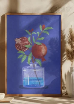 Pomegranate in Vase Poster (21x29.7 cm (A4))