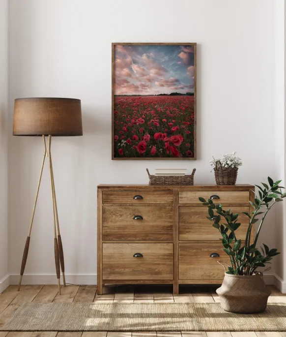 Poppy Field In Sweden Poster (21x29.7 cm (A4))