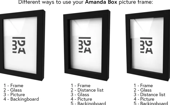Ram Amanda Box Glas Svart 30x40 cm