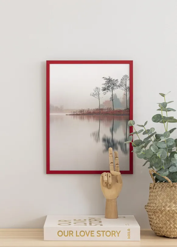 Ram Edsbyn Röd 50x70 cm - Passepartout Svart 42x59,4 cm (A2)