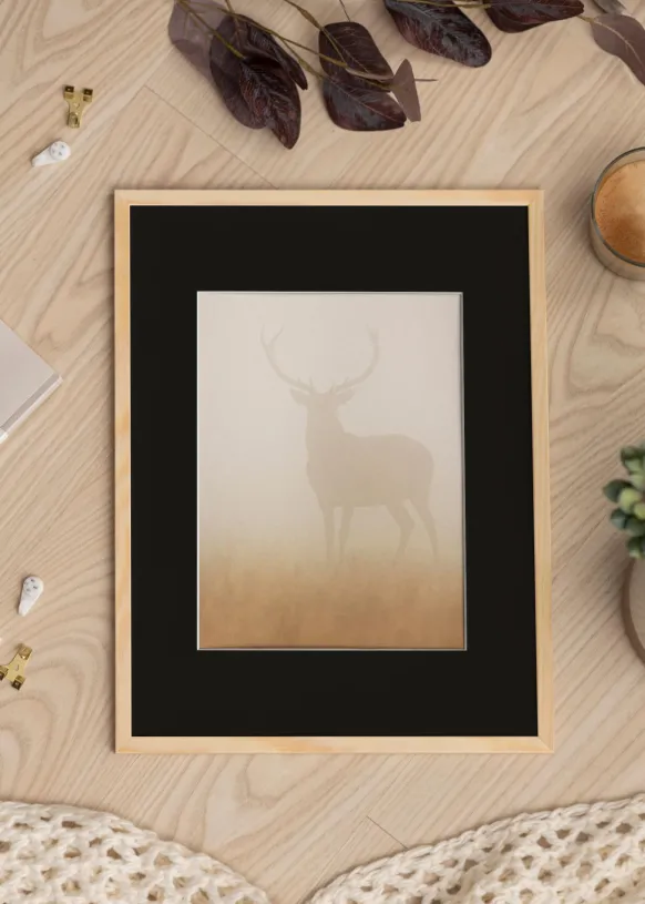 Ram Galant Furu 45x60 cm - Passepartout Svart 12x18 inches