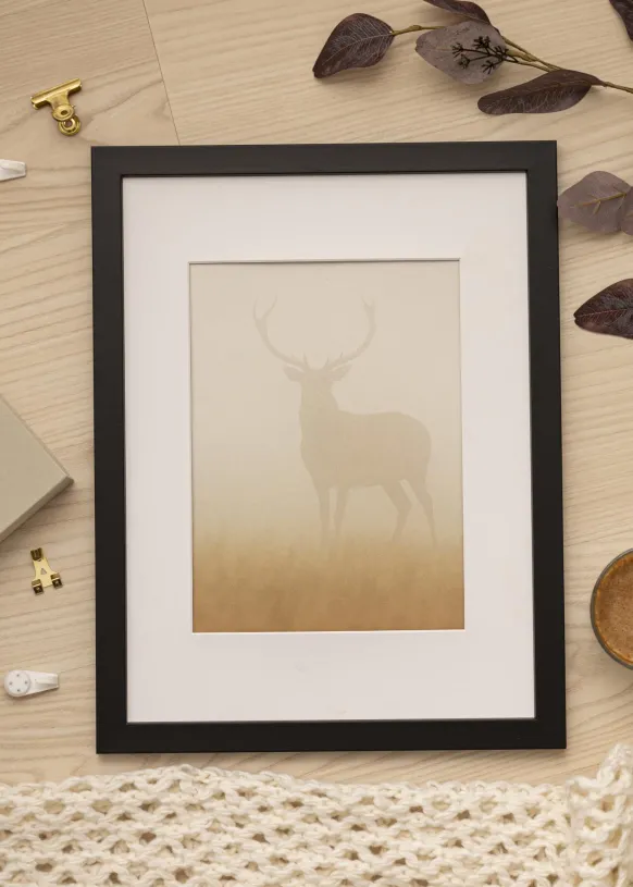 Ram Glas Black Wood 20x25 cm - Passepartout Vit 14x18 cm