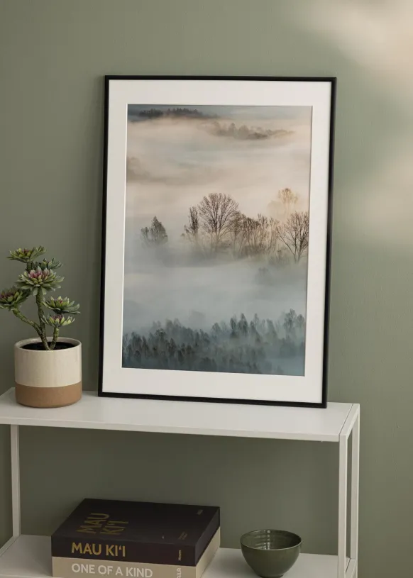 Ram New Lifestyle Matt Svart 40x50 cm - Passepartout Vit 29,7x42 cm (A3)