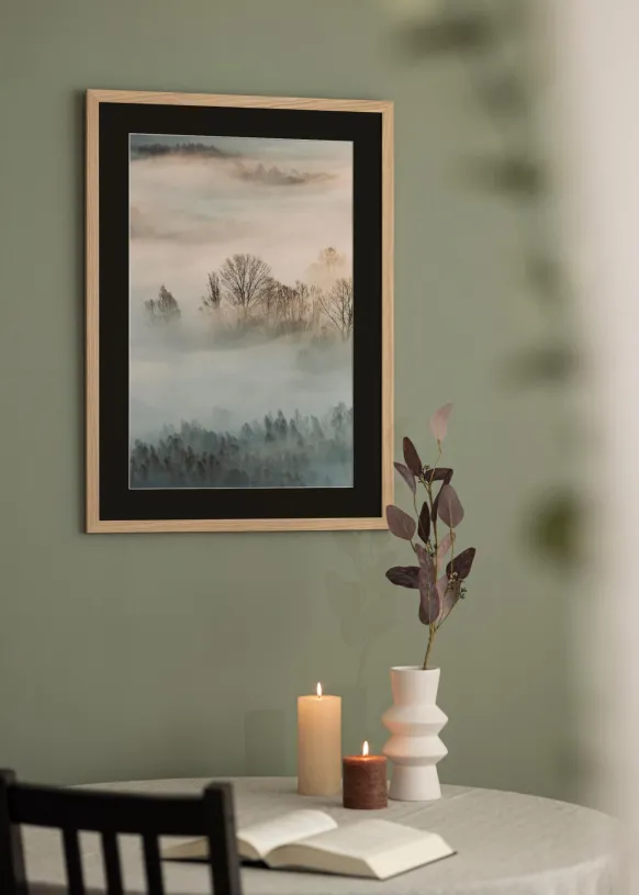 Ram Oak Wood 60x90 cm - Passepartout Svart 50x75 cm