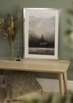 Ram Silver Wood 60x90 cm - Passepartout Vit 40x70 cm