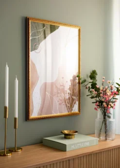 Ram Swirl Guld 40x50 cm - Passepartout Vit 29,7x42 cm