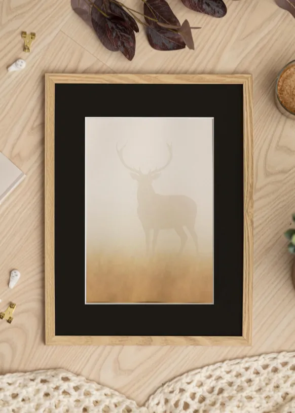 Ram Trendy Ek 45x60 cm - Passepartout Svart 30x45 cm