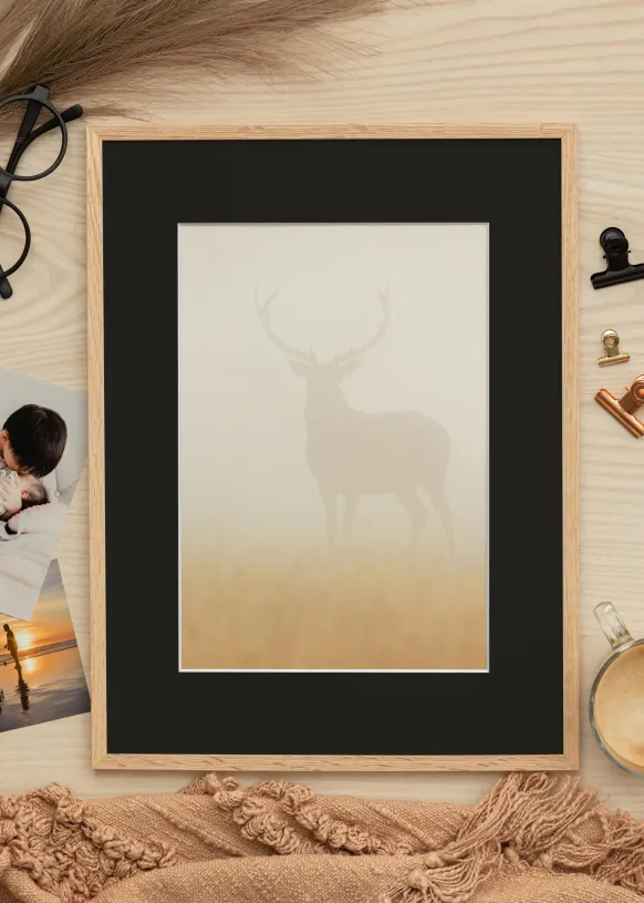 Ram Tunn Ek 15x20 cm - Passepartout Svart 11x15 cm