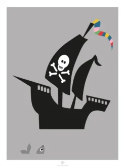 Ship - grey Poster (30x40 cm)
