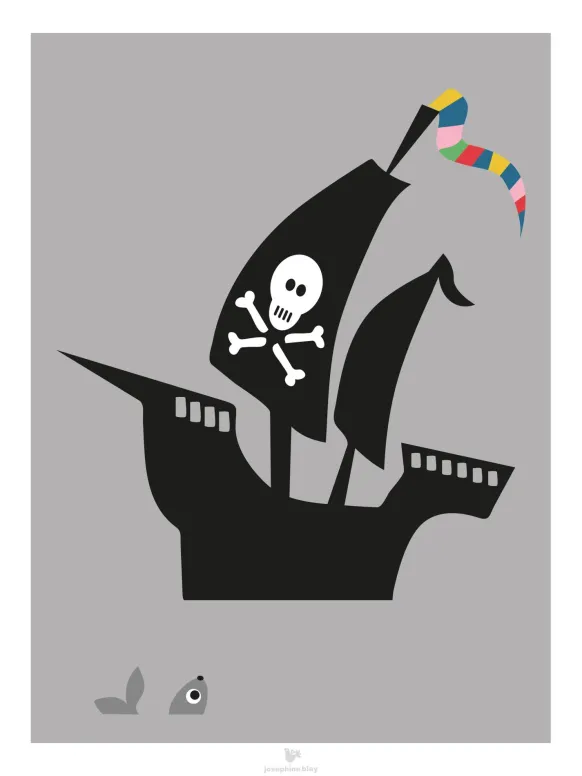 Ship - grey Poster (30x40 cm)