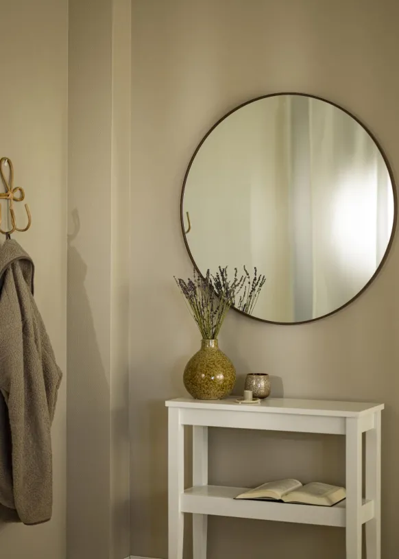 Spegel Modern Valnöt 80 cm Ø