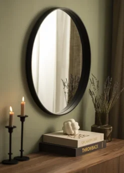 Spegel Reflection Svart 70 cm Ø