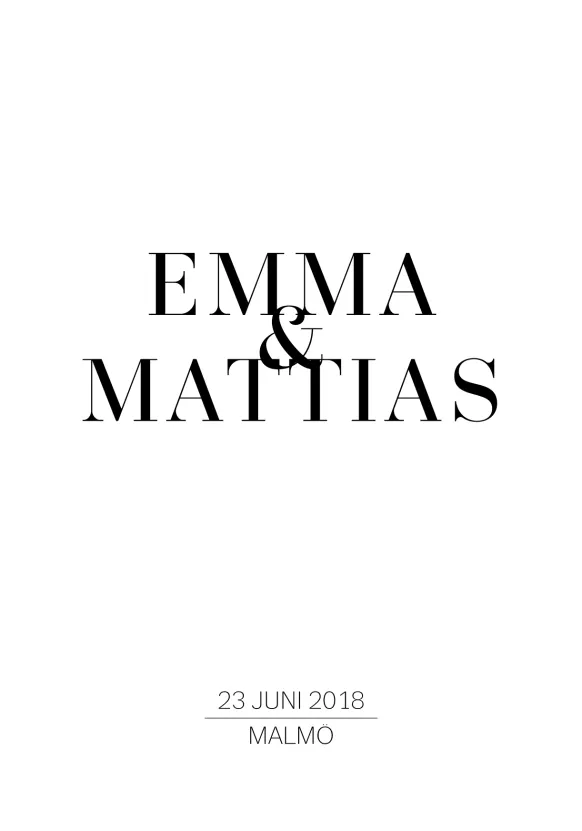 Stylish Wedding Nameposter (21x29,7 cm (A4))