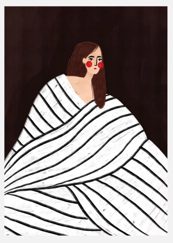 The Woman With Black And White Stripes Canvastavla (30x40 cm)