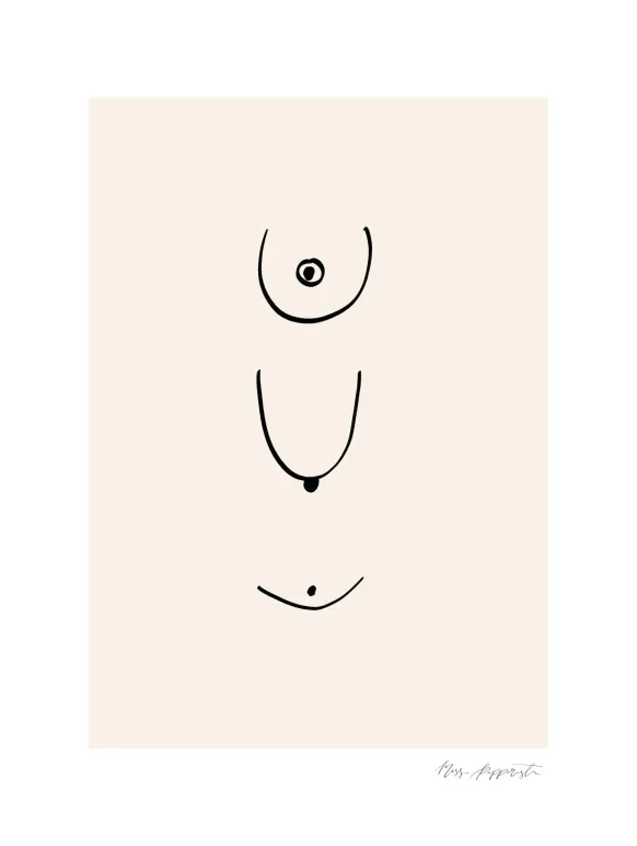Thin lines - Beige Poster (21x29.7 cm (A4))