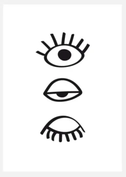 Three Eyes Line Canvastavla (30x40 cm)