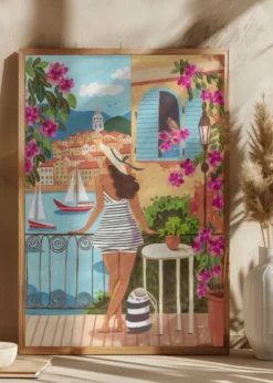 Travel woman in Saint-Tropez Poster (21x29.7 cm (A4))