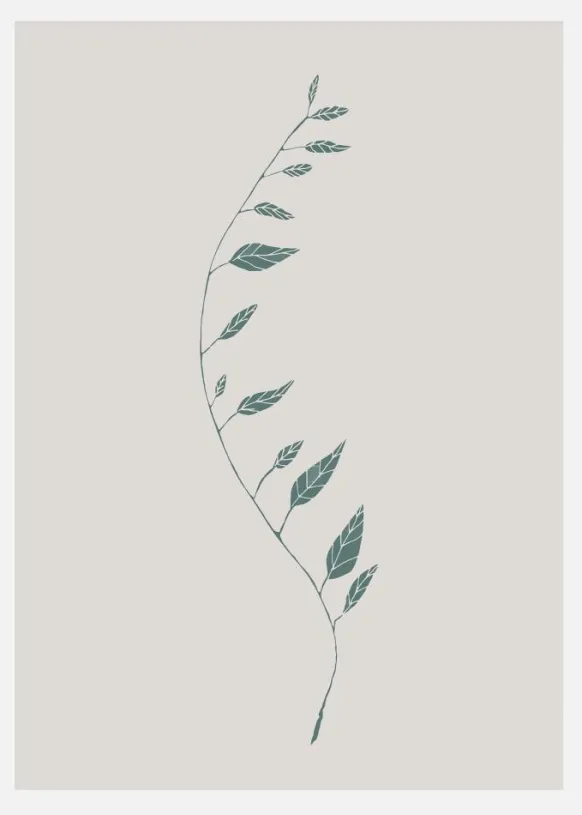 Wavy Branch Green Canvastavla (30x40 cm)