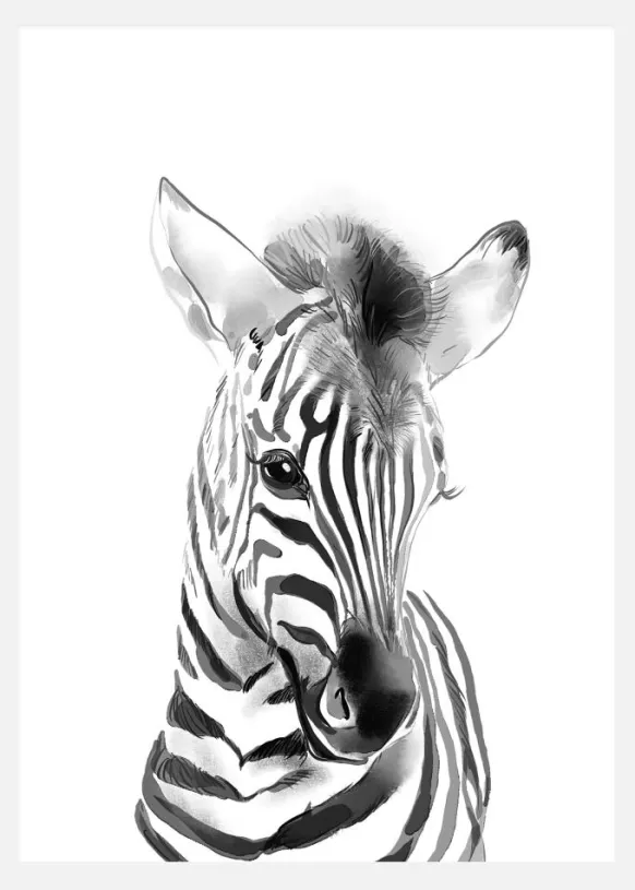 Zebra Watercolor Canvastavla (30x40 cm)